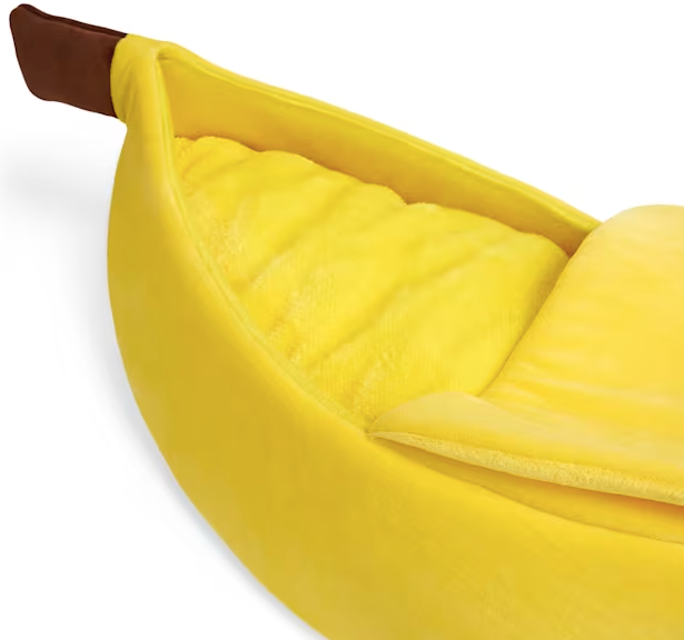EveryYay Banana Hooded Cat Bed, 23" L X 6" H X 9" W
