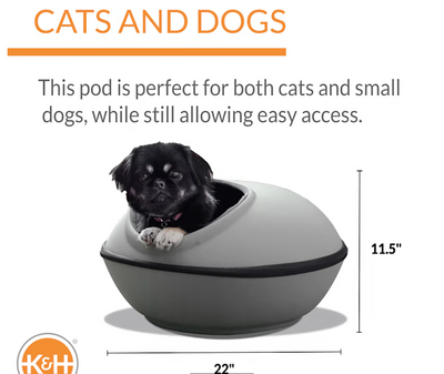 K&H Gray Mod Dream Pod Unheated Pet Bed, 22" L X 22" W