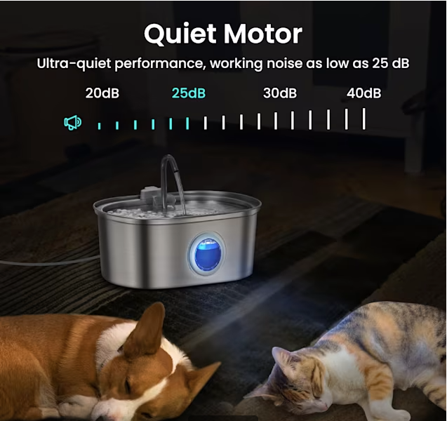 PawsPik SS-01 Stainless Steel Faucet-Design Cat Fountain, 108.2 oz.