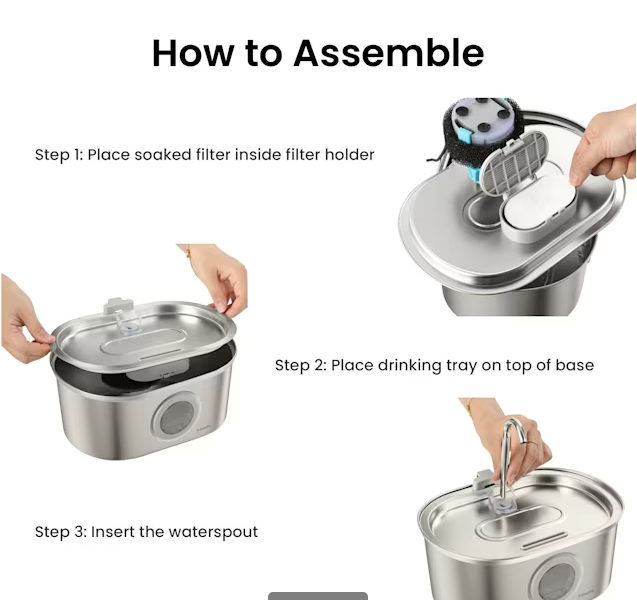 PawsPik SS-01 Stainless Steel Faucet-Design Cat Fountain, 108.2 oz.