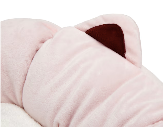EveryYay Pink Cat Ear Round Bed, 18" L X 18" W X 6" H
