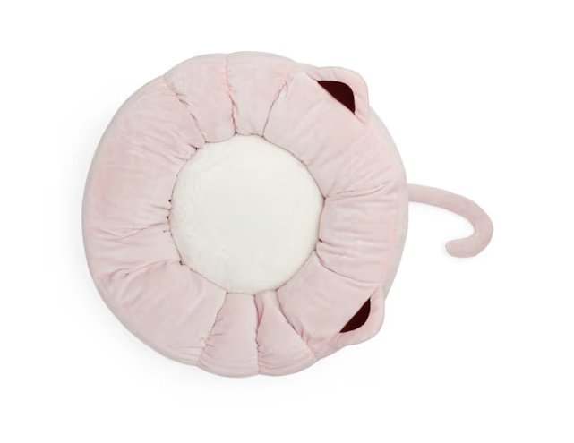 EveryYay Pink Cat Ear Round Bed, 18" L X 18" W X 6" H