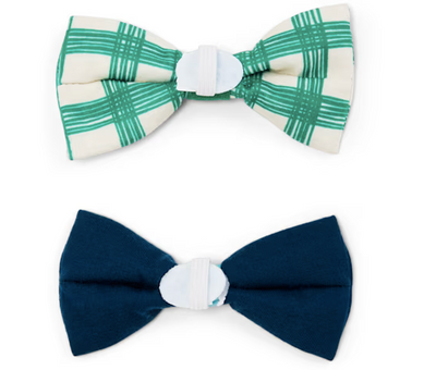 YOULY Pet Bowties, Set of 2, Blue/Green Plaid