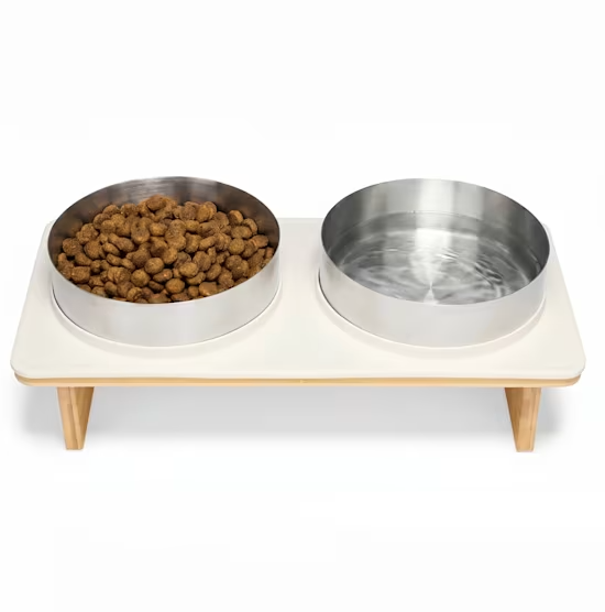 EveryYay Elevated Double Diner Dog Bowls and Silicone Mat Set, 6 Cups