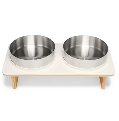 EveryYay Elevated Double Diner Dog Bowls and Silicone Mat Set, 6 Cups