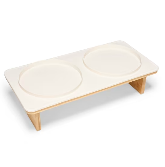 EveryYay Elevated Double Diner Dog Bowls and Silicone Mat Set, 6 Cups