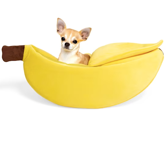 EveryYay Banana Hooded Cat Bed, 23" L X 6" H X 9" W