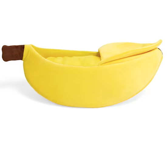 EveryYay Banana Hooded Cat Bed, 23" L X 6" H X 9" W