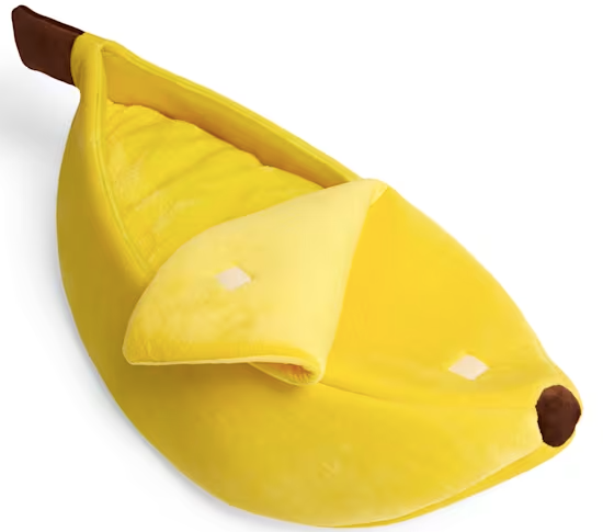 EveryYay Banana Hooded Cat Bed, 23" L X 6" H X 9" W