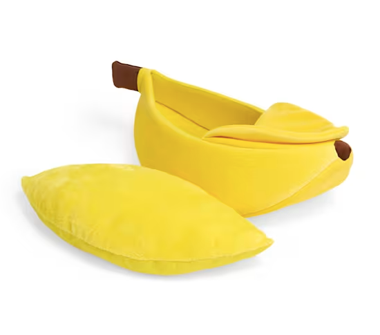 EveryYay Banana Hooded Cat Bed, 23" L X 6" H X 9" W