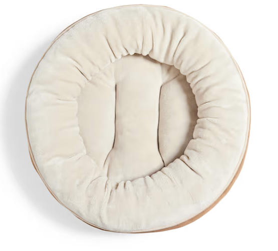 EveryYay Essentials Plush Bolster Round Dog Bed, 20" L X 20" W X 4" H, Small, Brown
