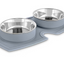 EveryYay Silicone Double Diner Stainless Steel Dog Bowl Set, Grey, 2 Cups
